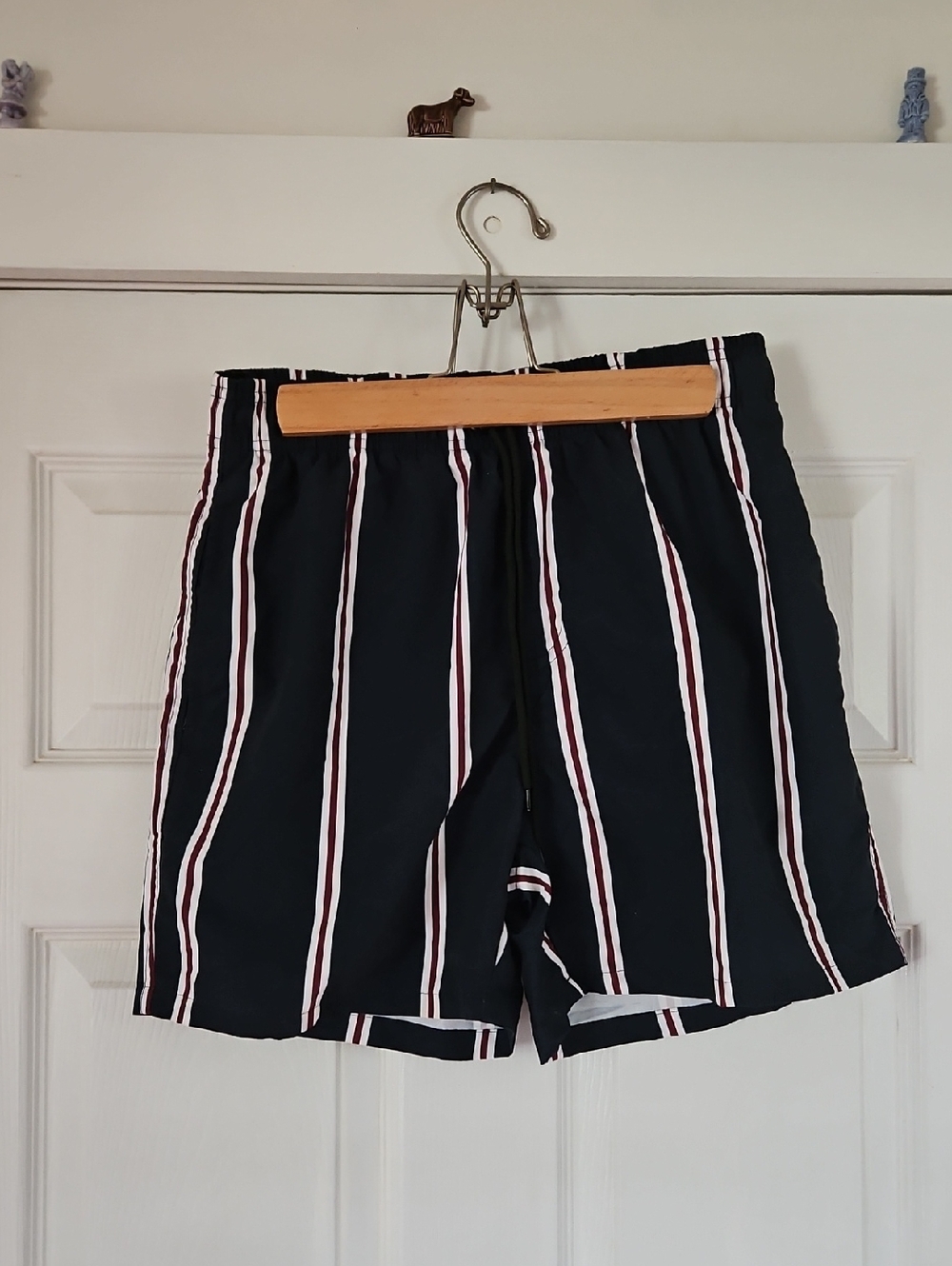 Counter Culture Men's Navy Vertical Stripe Athletic Drawstring Swim Trunks S